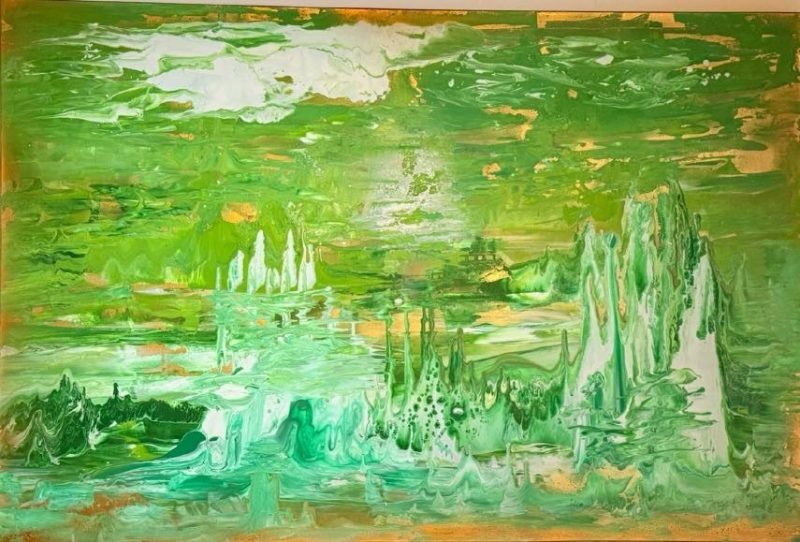 Träume – abstraktes Impasto-Gemälde von Aya (Olga Kühhas), 100 × 150 cm